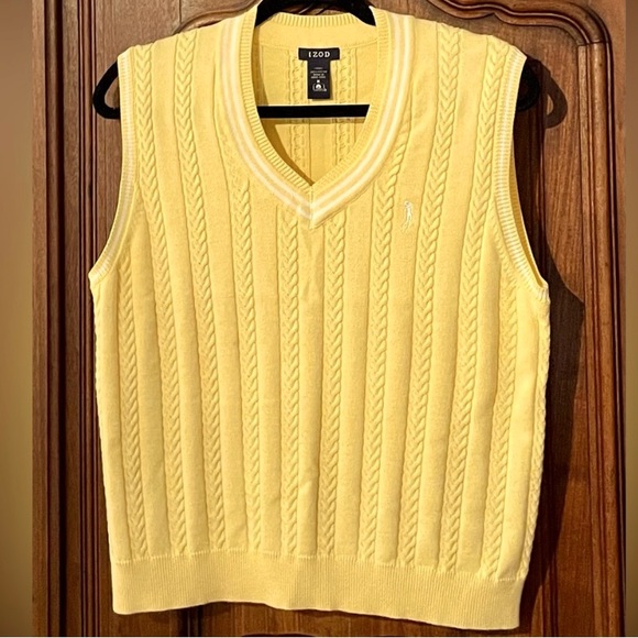 Izod Yellow V-Neck Sweater Vest - Picture 1 of 5